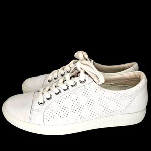 ECCO Womens Soft 7 Leather Low Top Fashion Sneakers White Size 6